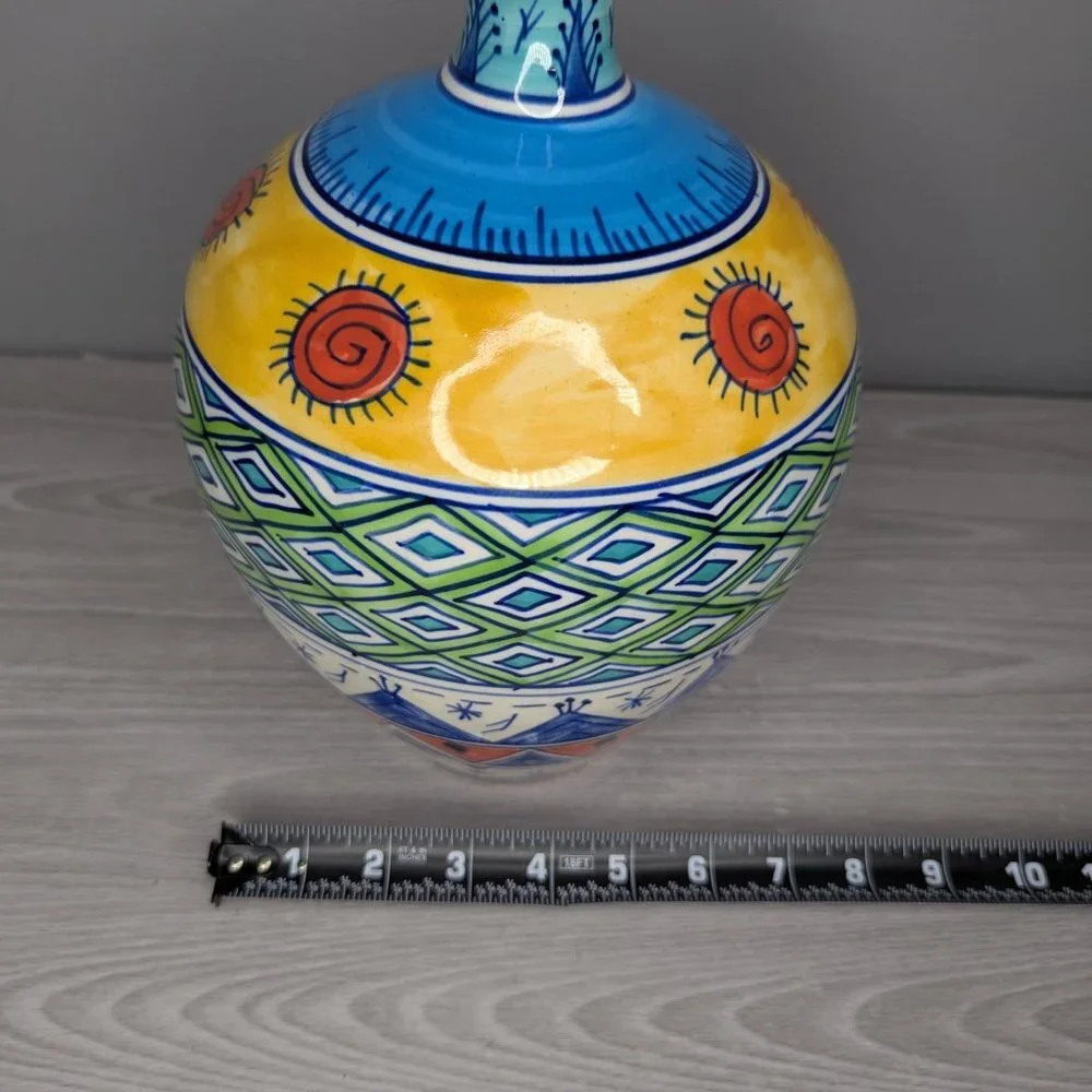 Ceramic Bulb Vase Colorful Decorative Vase 9.5